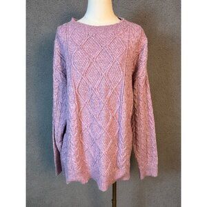 Ultra Flirt Juniors' Extra Large Rory Chunky Cable-Knit Sweater Mauve NWT's